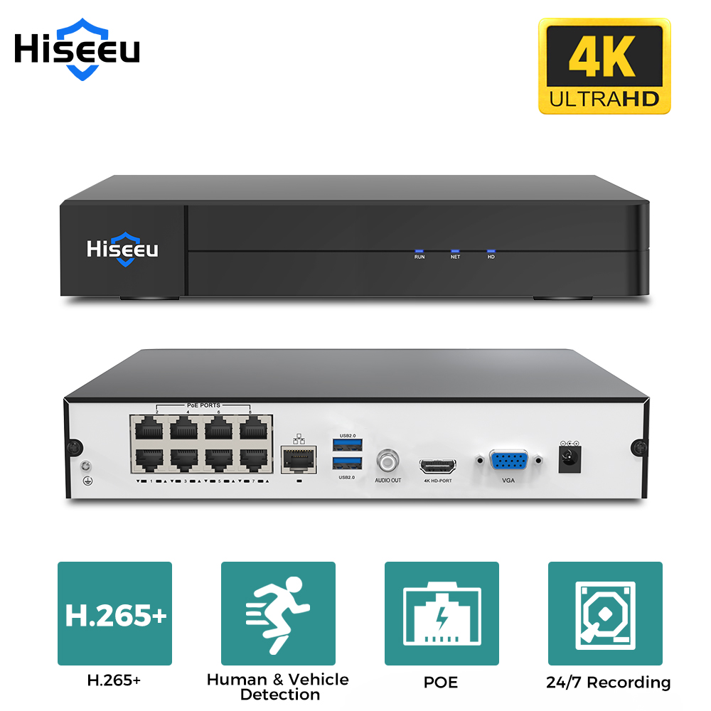 Home Security With Camera - Hiseeu 8CH 4K PoE NVR réseau