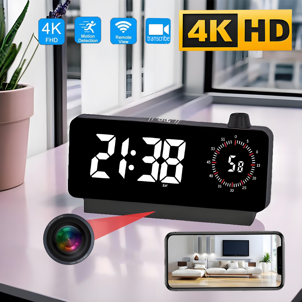 Hidden Camera Clock - Caméra WiFi miniature 4K HD, prend
