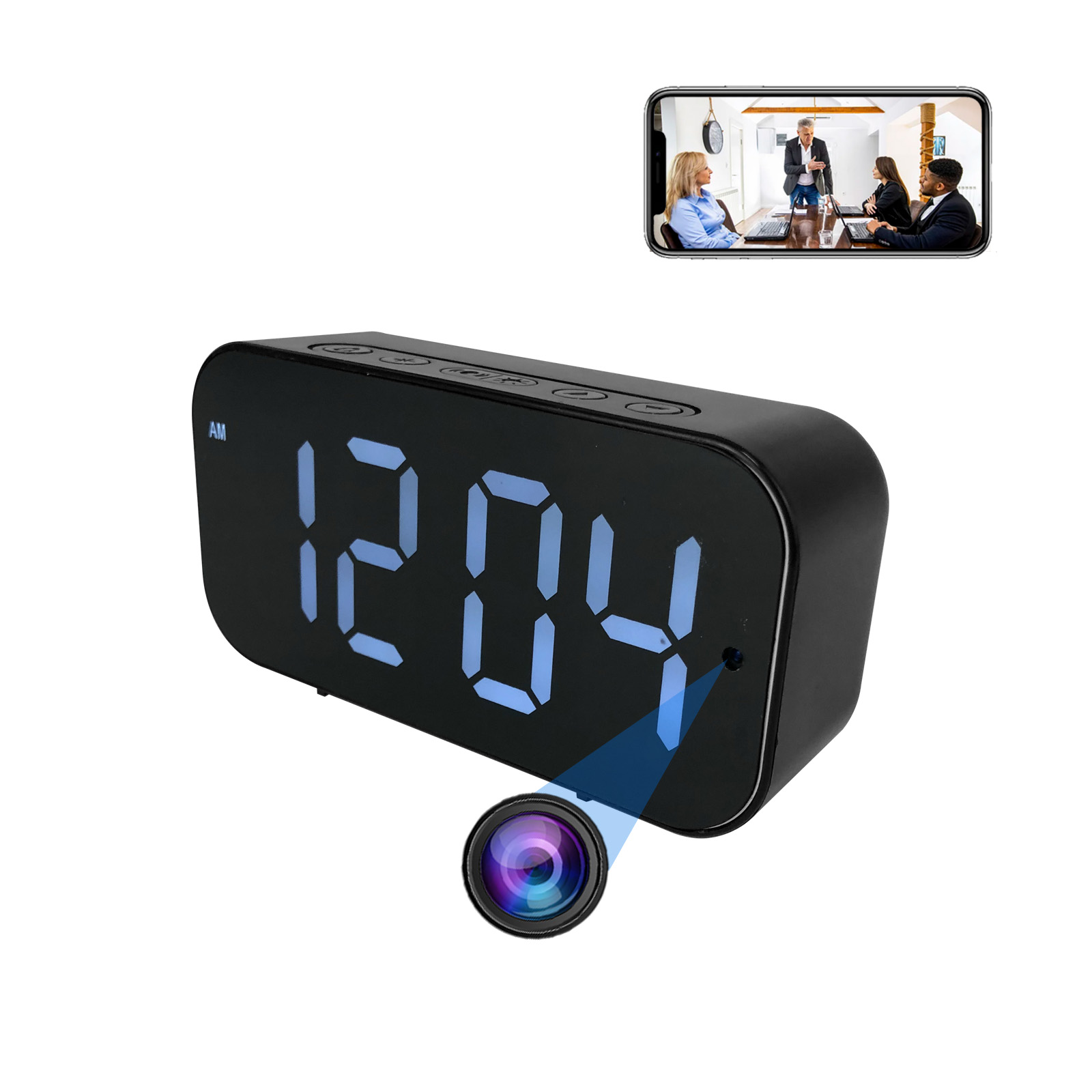 Hidden Camera Clock - Caméra horloge Wi-Fi avec HD 1080P,