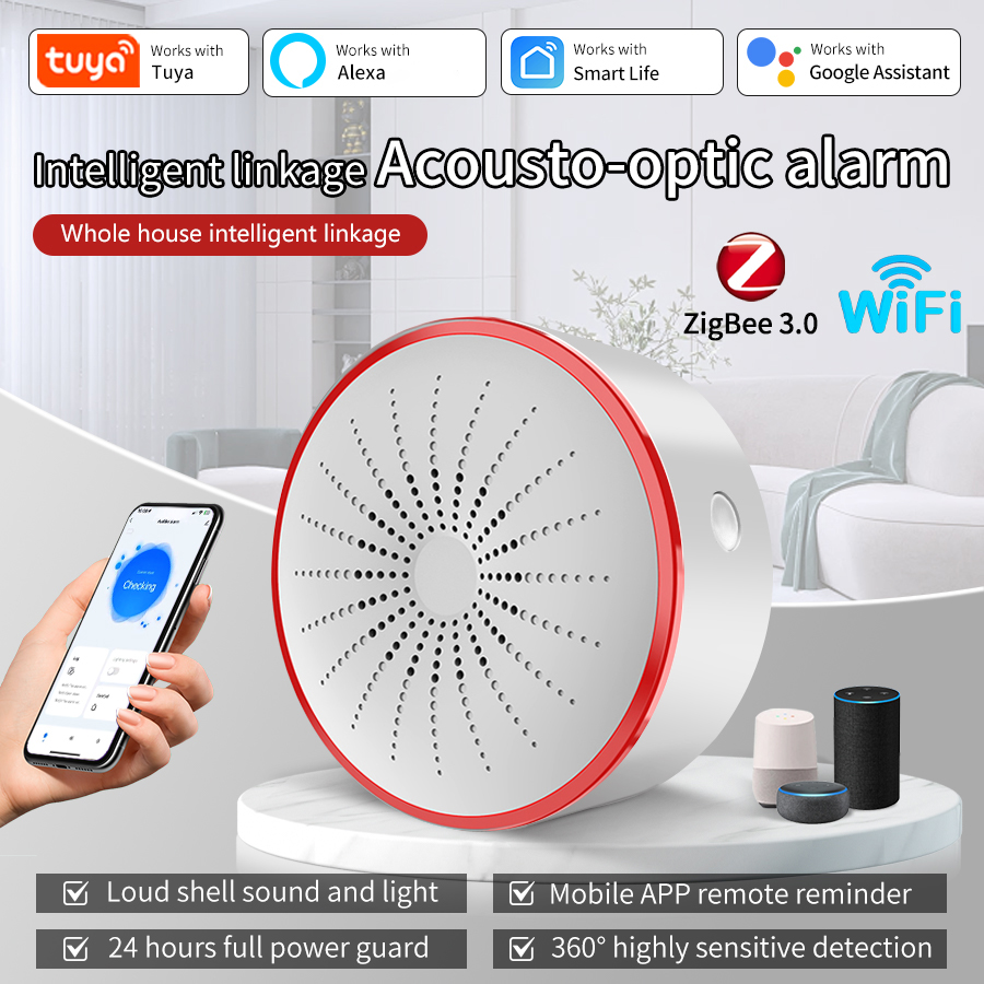 Home Security Siren - Sirène d'alarme intelligente Tuya WiFi ZigBee,