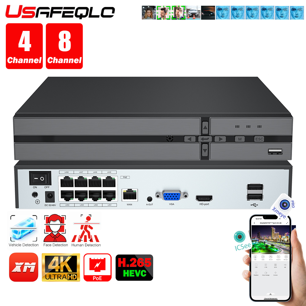 Home Security With Camera - Détection faciale H.265 8ch * 4K