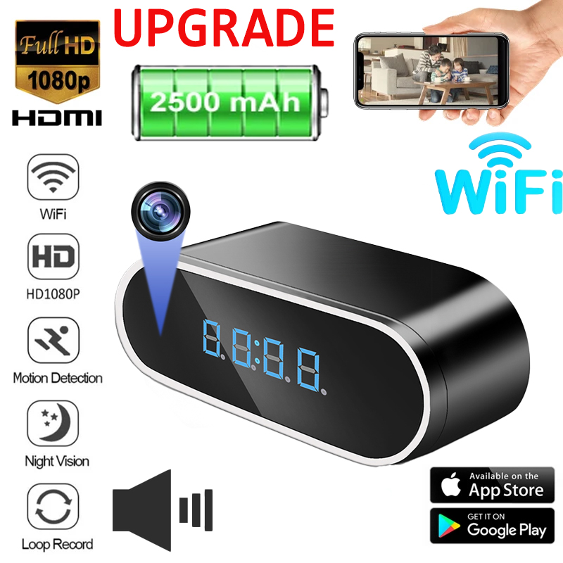 Hidden Camera Clock - Mise à niveau 2500mAh 1080P Mini