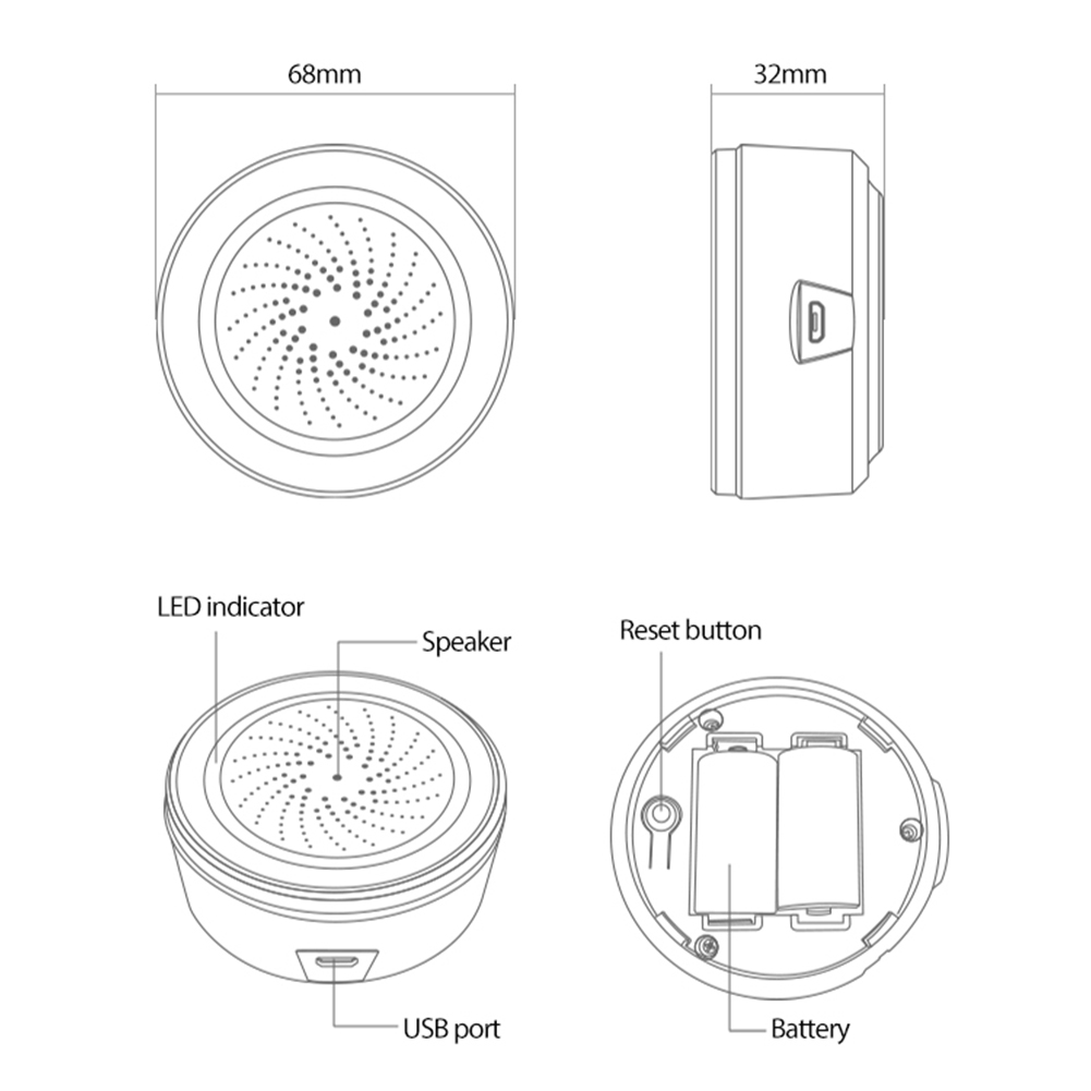 Home Security Siren - Capteur de son et de lumière
