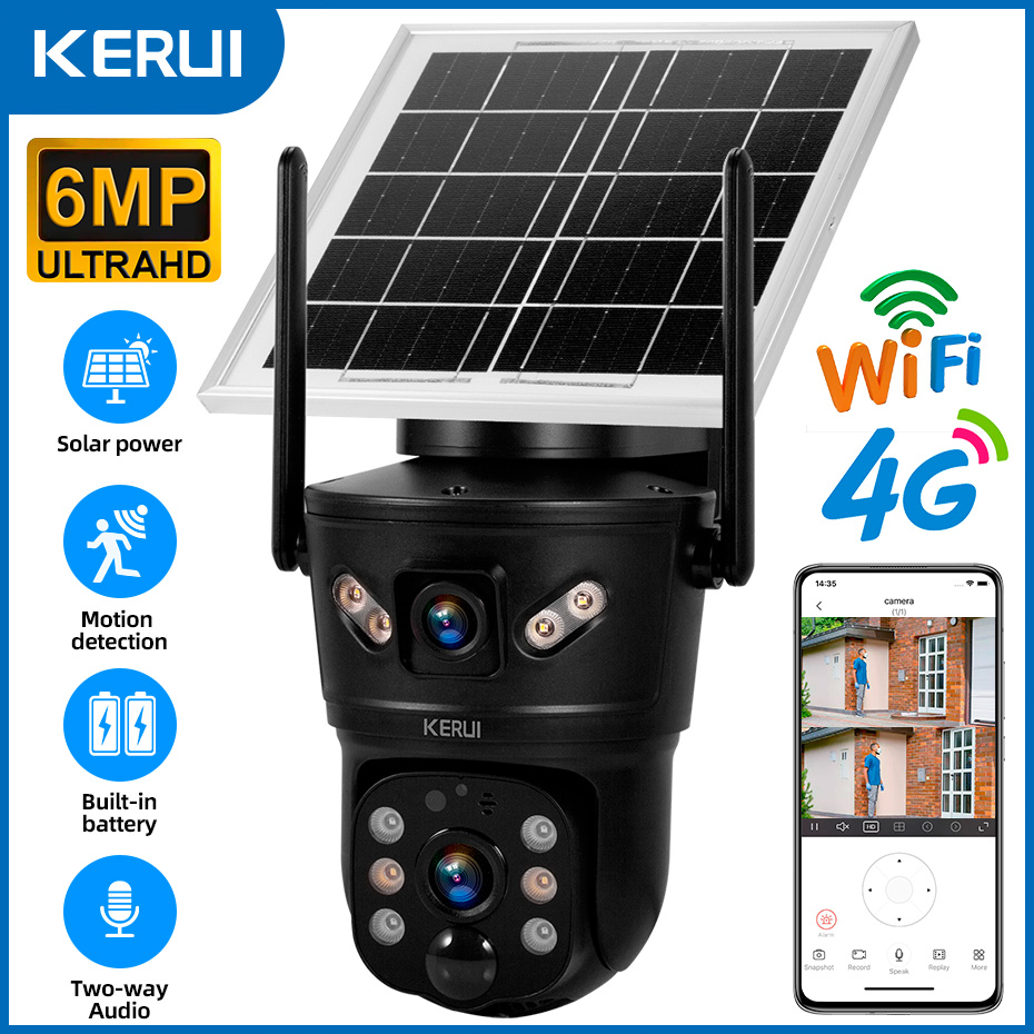 Home Security And Cctv - KERUI Caméra solaire extérieure 6MP 4G