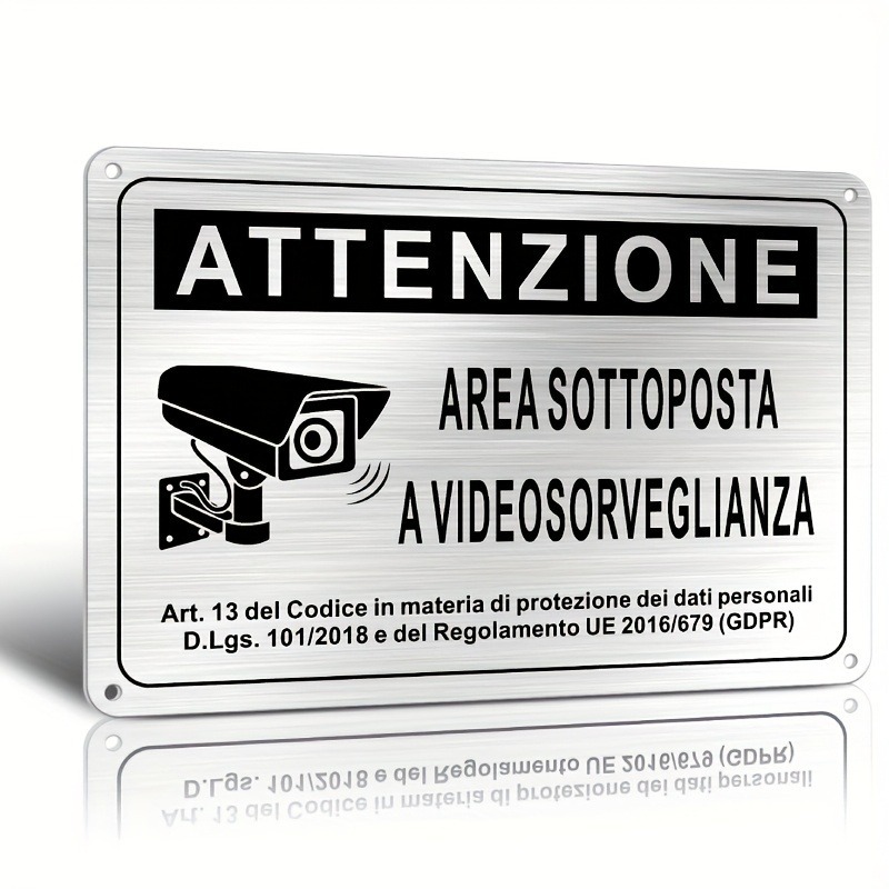 Home Security With Camera - Panneau de signalisation de sécurité italien