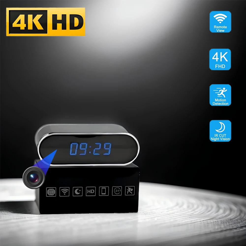 Hidden Camera Clock - Nouvelle version améliorée, mini caméra 4K