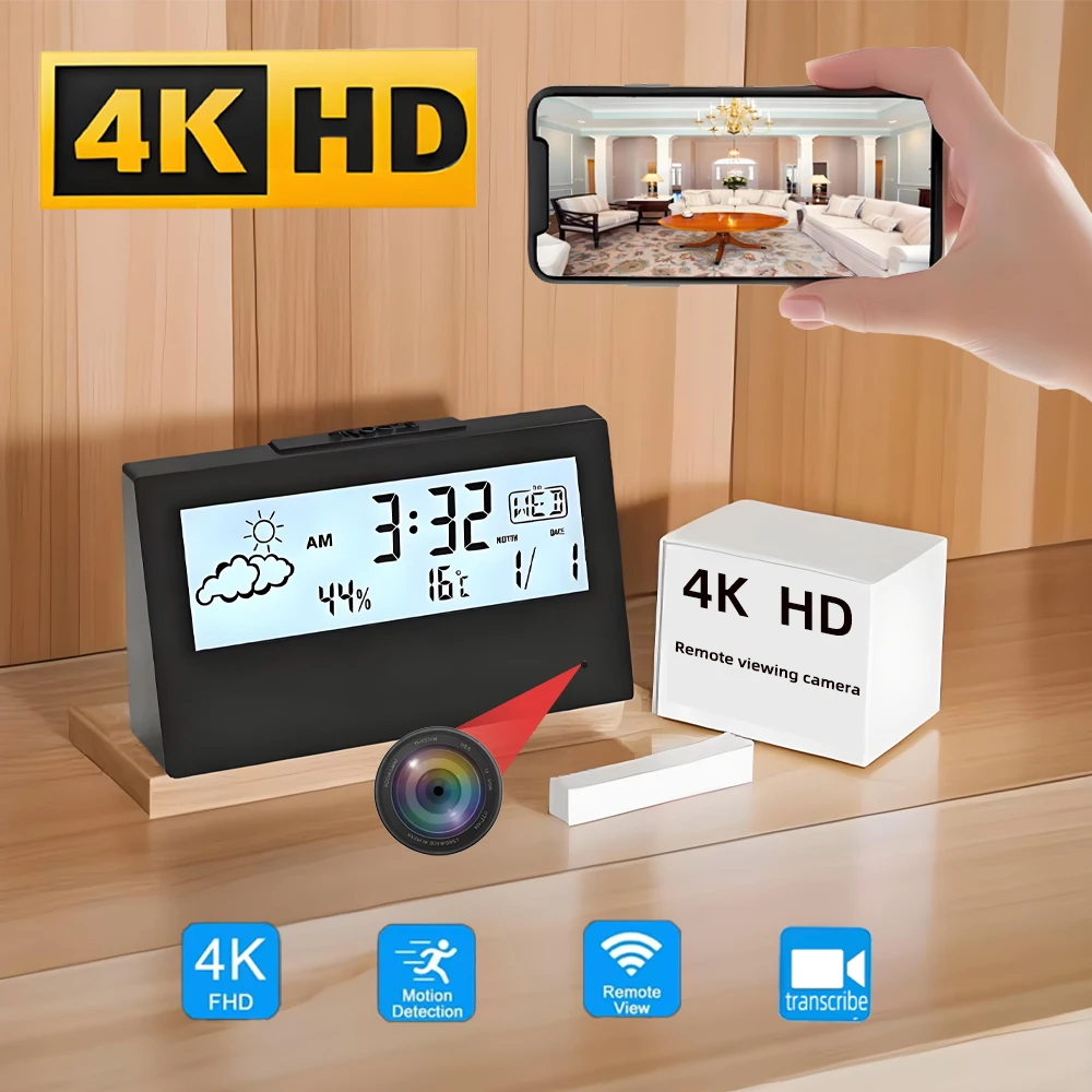 Hidden Camera Clock - Nouvelle mini caméra WiFi HD 4K,