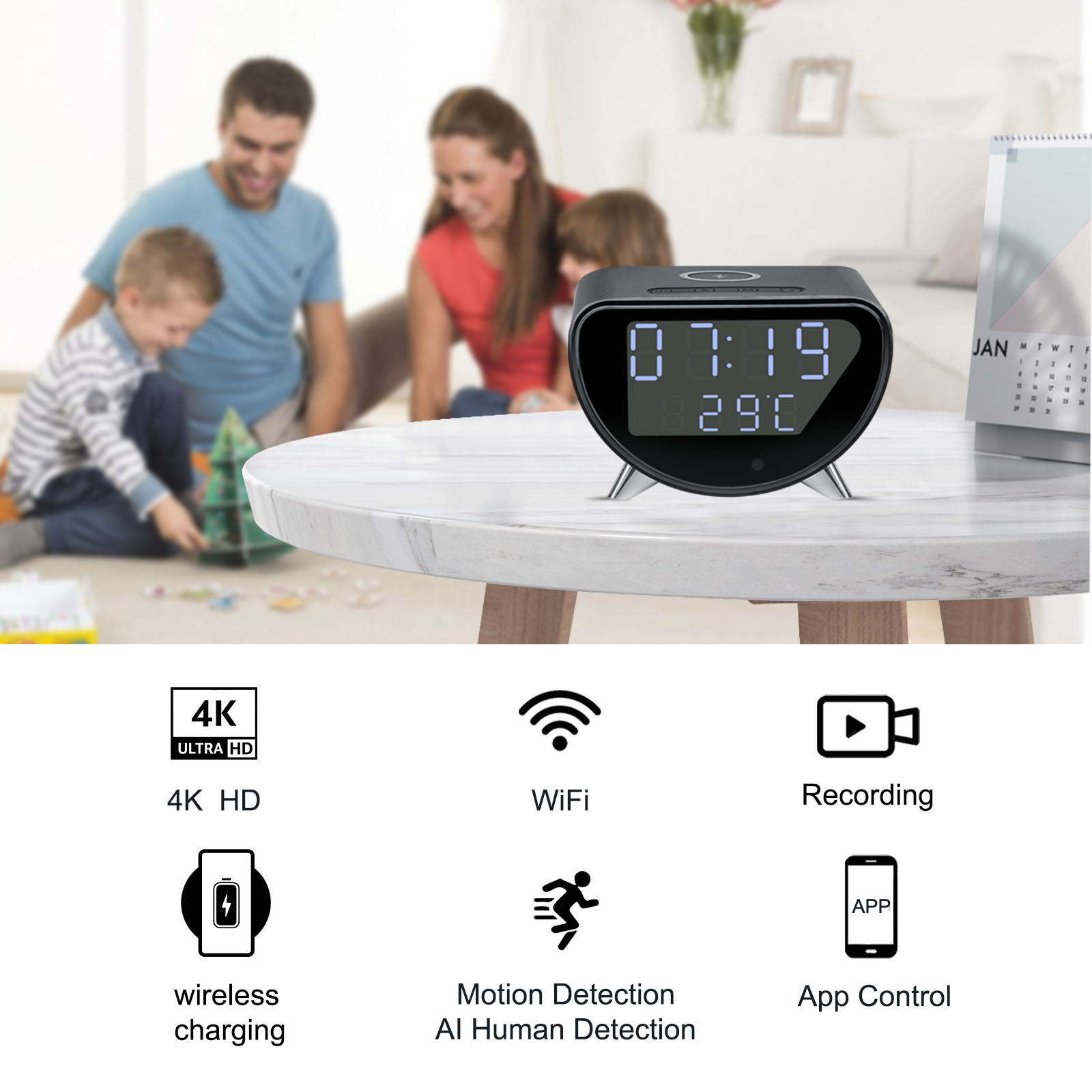 Caméra horloge WiFi avec charg - Hidden Camera Clock avis et prix