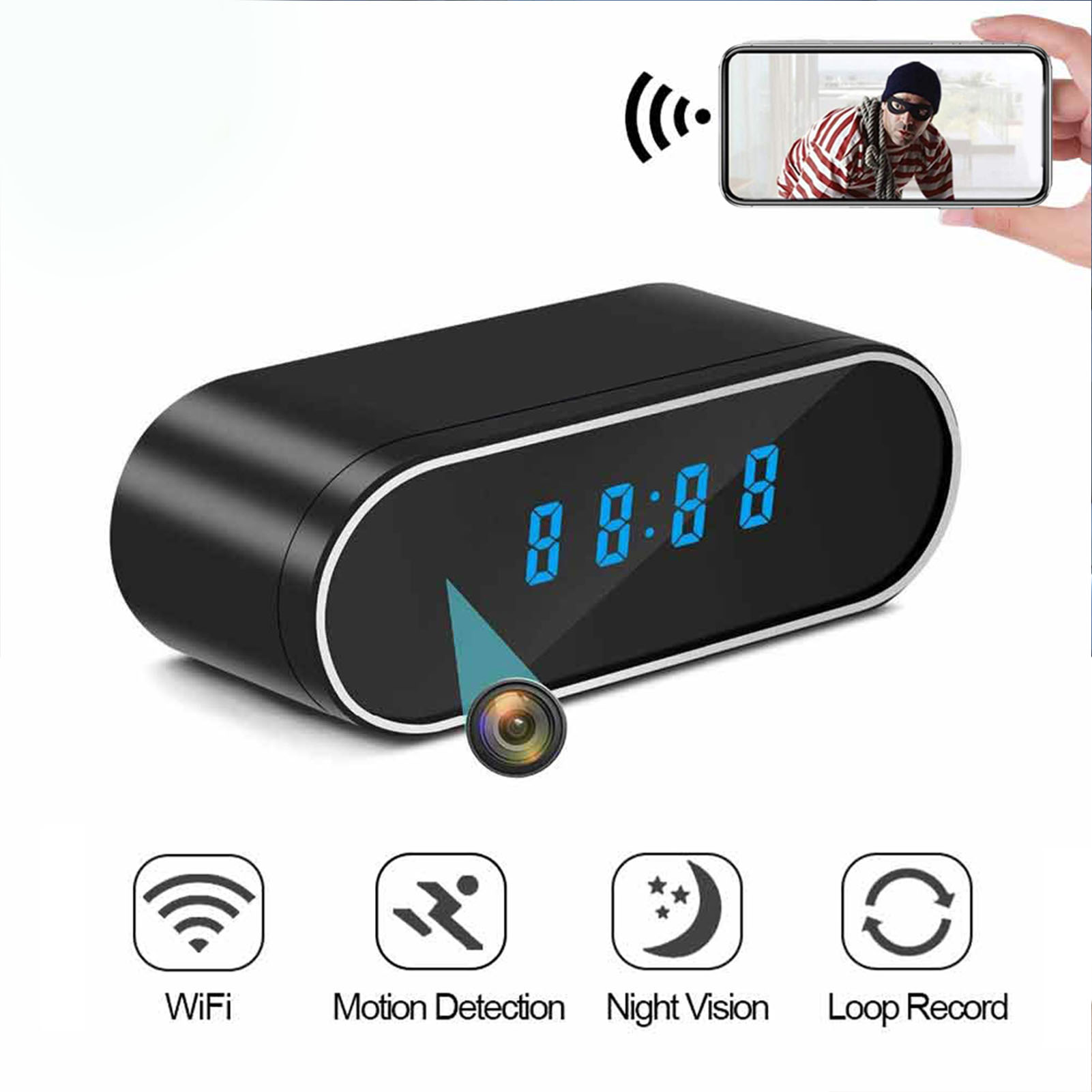Caméra intérieure sans fil WiF - Hidden Camera Clock avis et prix