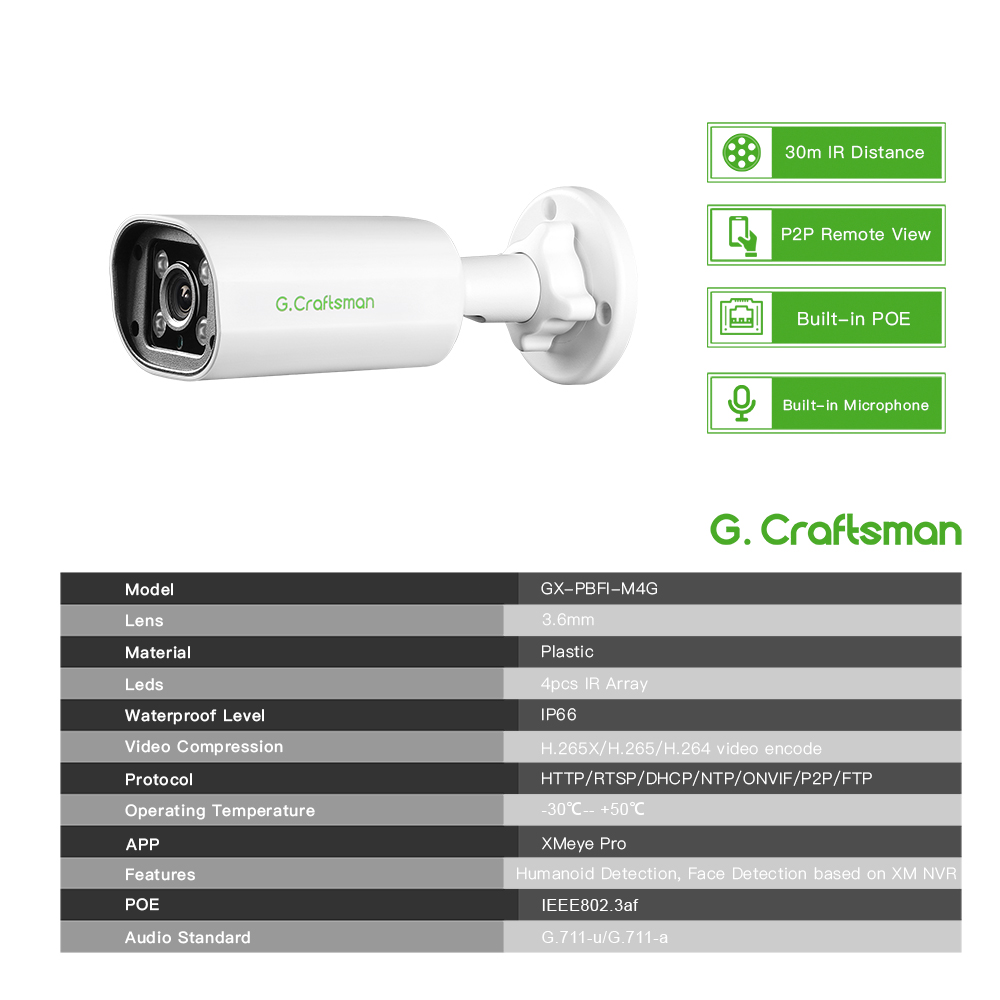 Caméra IP POE C GC PB 4MP, mic - Home Security With Camera avis et prix